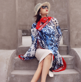Anyyou 100% Mulberry Silk Dark Blue Long Scarf for Women Luxury Beach Shawl Swimwear Cover-Up Pashmina Wrap Foulard
