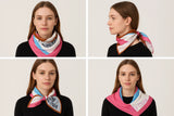 Anyyou Fashion Premium Satin Square Scarf -Dark Pink Silk- Feel Neckwrap for Women