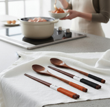 Anygleam Mixed Color 4pcs Wooden Chopsticks and Long Ladle Set Reusable Kitchen Tableware