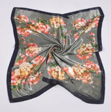 Anyyou Fashion Premium Satin Square Scarf – Romantic Floral Green Silk-Feel Neckwrap for Women