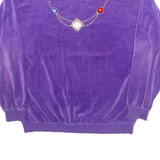 Rhinestone Velvet Womens Sweatshirt Purple M
