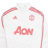 ADIDAS Manchester United FC Mens Sweatshirt White 1/4 Zip S