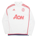 ADIDAS Manchester United FC Mens Sweatshirt White 1/4 Zip S