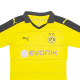PUMA DORTMUND Mens Football Shirt Jersey Yellow Collared S