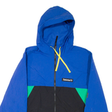 TIMBERLAND Mens Rain Jacket Blue Hooded Colourblock M