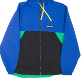TIMBERLAND Mens Rain Jacket Blue Hooded Colourblock M