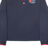 CHAMPION Mens Polo Shirt Blue Long Sleeve XS