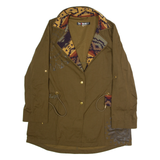 DESIGUAL Womens Overcoat Coat Green Geometric UK 10