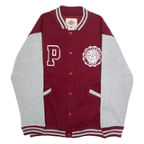 PARIS Mens Varsity Jacket Maroon Jersey Colourblock S