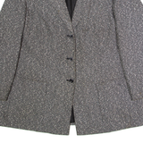 Womens Blazer Jacket Grey Knit Viscose 90s UK 24