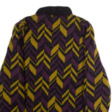Womens Overcoat Coat Purple Knit Wool Chevron S