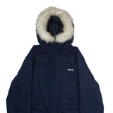 REEBOK Womens Parka Jacket Blue Hooded UK 14