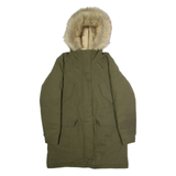 CALVIN KLEIN JEANS Faux Fur Lined Womens Parka Coat Green Hooded M