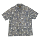 WOOLRICH Mens Hawaiian Shirt Blue Crazy Pattern XL