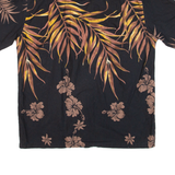 WINNIE FASHION Mens Hawaiian Shirt Black Floral L