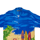 WINGO Mens Hawaiian Shirt Blue Floral L