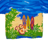 WINGO Mens Hawaiian Shirt Blue Floral L