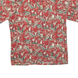 CAMPIA Mens Hawaiian Shirt Red Floral M
