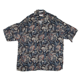 PIERRE CARDIN Mens Hawaiian Shirt Black Floral 2XL