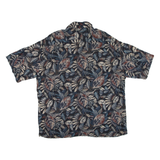 PIERRE CARDIN Mens Hawaiian Shirt Black Floral 2XL