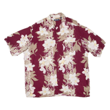PURITAN Mens Hawaiian Shirt Maroon Floral XL