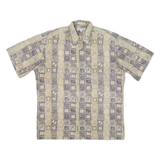VIA VENETO Mens Hawaiian Shirt Beige Crazy Pattern M
