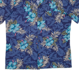 HAWAII BLUES Mens Hawaiian Shirt Blue Floral L