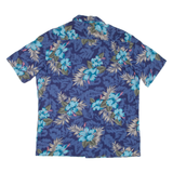 HAWAII BLUES Mens Hawaiian Shirt Blue Floral L