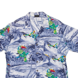 Birds Mens Hawaiian Shirt Blue Floral L