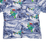 Birds Mens Hawaiian Shirt Blue Floral L