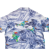Birds Mens Hawaiian Shirt Blue Floral L