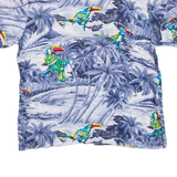 Birds Mens Hawaiian Shirt Blue Floral L