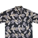 Mens Hawaiian Shirt Black Floral L