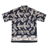 Mens Hawaiian Shirt Black Floral L
