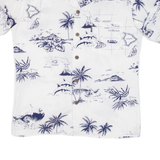 Mens Hawaiian Shirt White Floral S