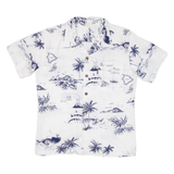 Mens Hawaiian Shirt White Floral S