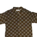 TRIBES Mens Hawaiian Shirt Brown Crazy Pattern L