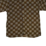 TRIBES Mens Hawaiian Shirt Brown Crazy Pattern L