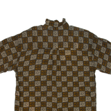 TRIBES Mens Hawaiian Shirt Brown Crazy Pattern L