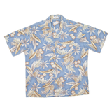 PIERRE CARDIN Mens Hawaiian Shirt Blue Floral L