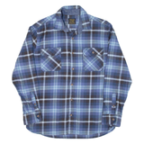 JACHS Mens Flannel Shirt Blue Check Long Sleeve L
