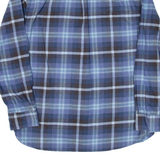JACHS Mens Flannel Shirt Blue Check Long Sleeve L