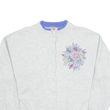 MORNING SUN Womens Jumper Grey Floral Tight Knit XL