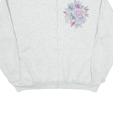 MORNING SUN Womens Jumper Grey Floral Tight Knit XL