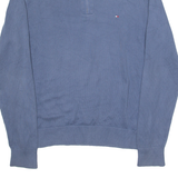 TOMMY HILFIGER Mens Jumper Blue 1/4 Zip Tight Knit XL