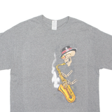 GILDAN New Orleans Jazz Skull Mens T-Shirt Grey L