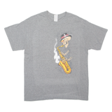 GILDAN New Orleans Jazz Skull Mens T-Shirt Grey L