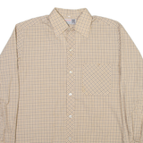 AMANN Mens Shirt Beige Check Long Sleeve L