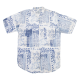 MARSUM Mens Shirt White Crazy Pattern M