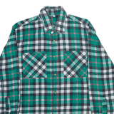 Mens Flannel Shirt Green Check Long Sleeve S